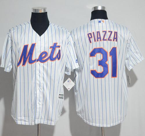 Mets #31 Mike Piazza White(Blue Strip) New Cool Base Stitched MLB Jersey